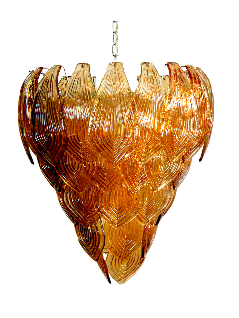 Huge-Italian-Murano-Six-Tier-Felci--52-Glass-chandelier-–-amber-glasses-COVER